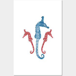 Polynesian Hawaiian Patterned Seahorses Posters and Art